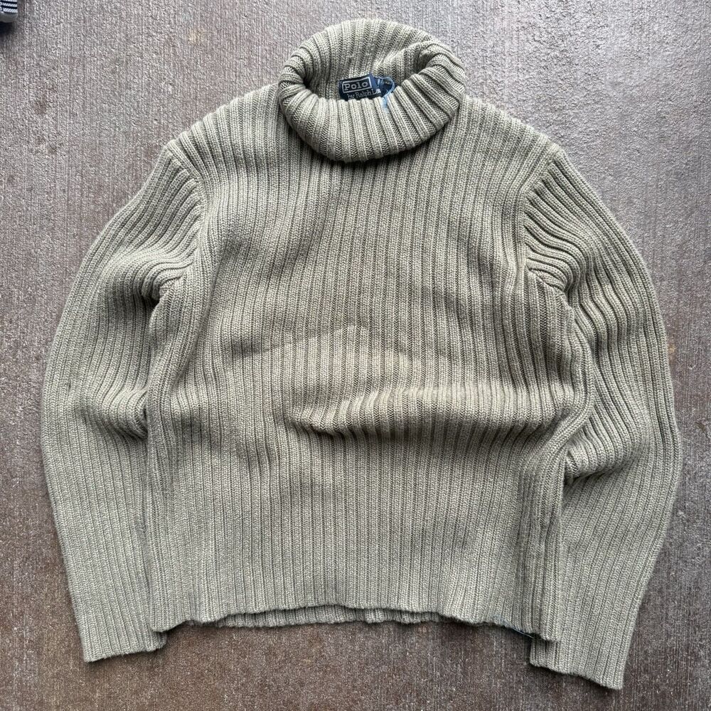 Polo Ralph Lauren 90s Turtle Neck Vintage Sweater Green Size Medium